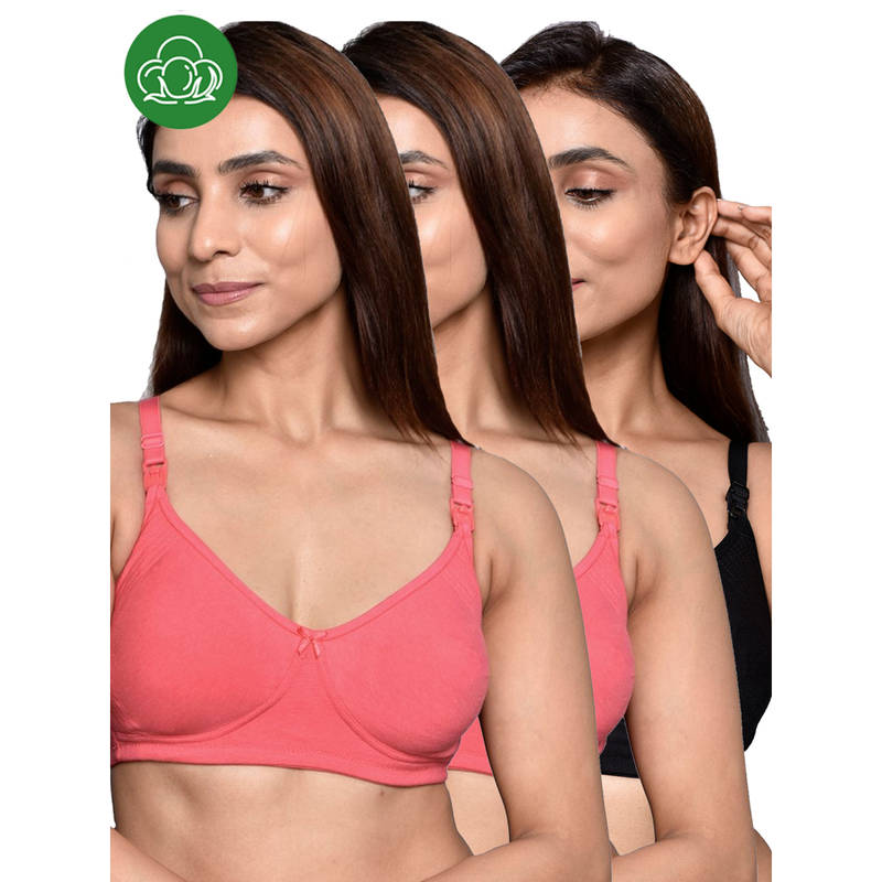 Inner Sense Women Organic Cotton Antimicrobial Feeding Bra (Pack of 3) (34B)
