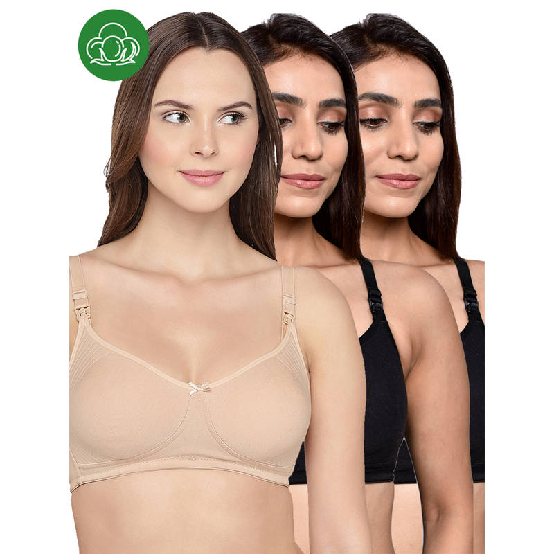 Inner Sense Women Organic Cotton Antimicrobial Feeding Bra (Pack of 3) (34B)