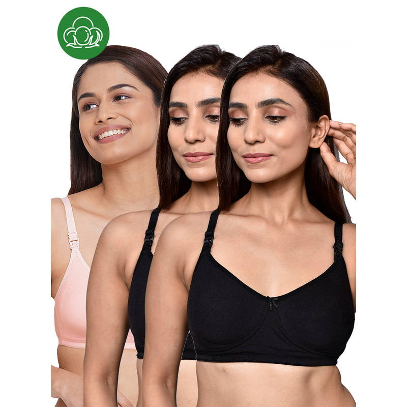 Inner Sense Women Organic Cotton Antimicrobial Feeding Bra (Pack of 3) (34B)
