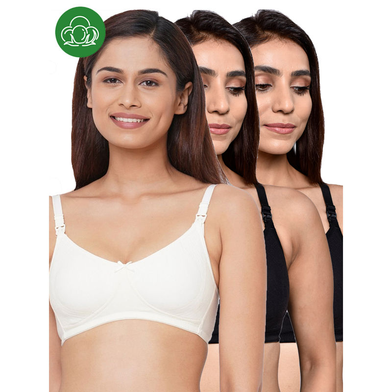 Inner Sense Women Organic Cotton Antimicrobial Feeding Bra (Pack of 3) (34B)