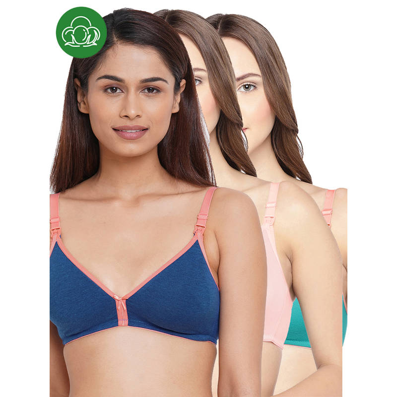 Inner Sense Women Organic Cotton Antimicrobial Feeding Bra (Pack of 3) (34C)