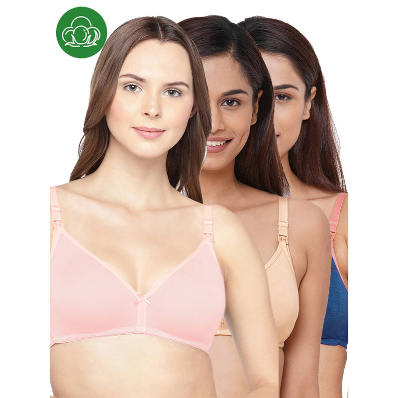 Inner Sense Women Organic Cotton Antimicrobial Feeding Bra (Pack of 3) (34C)