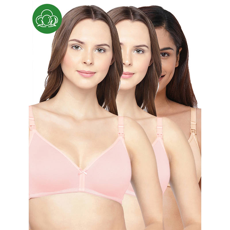 Inner Sense Women Organic Cotton Antimicrobial Feeding Bra (Pack of 3) (34C)
