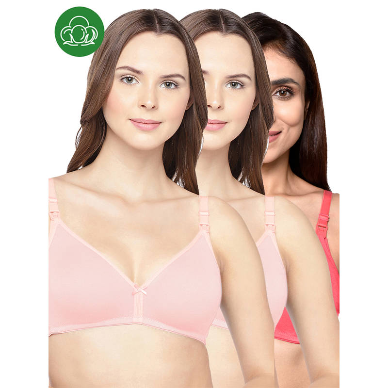 Inner Sense Women Organic Cotton Antimicrobial Feeding Bra (Pack of 3) (34C)