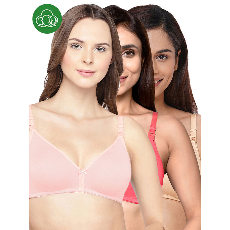 Inner Sense Women Organic Cotton Antimicrobial Feeding Bra (Pack of 3) (34B)