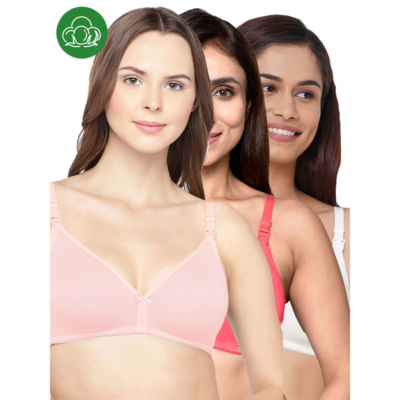 Inner Sense Women Organic Cotton Antimicrobial Feeding Bra (Pack of 3) (34B)