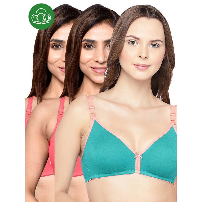 Inner Sense Women Organic Cotton Antimicrobial Feeding Bra (Pack of 3) (34B)