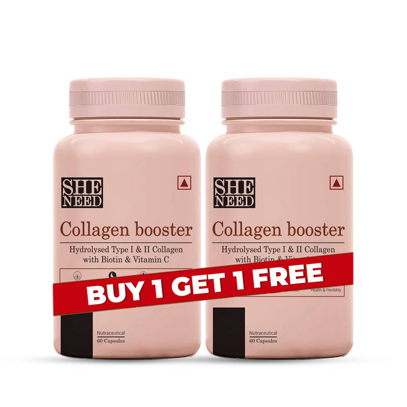 SheNeed Collagen Booster with Hydrolysed Collagen, Anti-Aging, 60 capsules, Buy 1 Get 1 Free