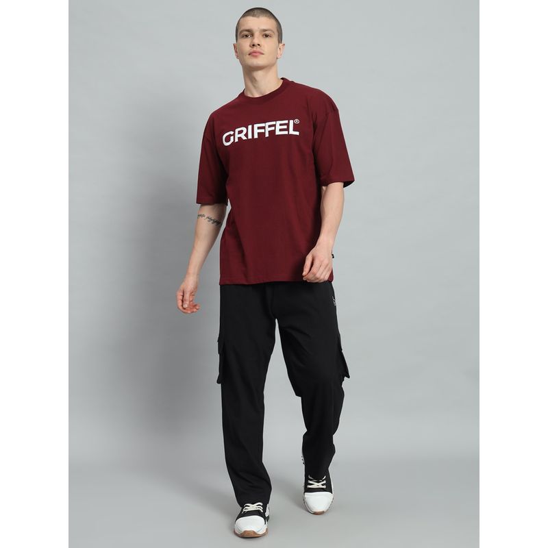 Griffel Men Maroon Oversized Co-Ord Set (S)