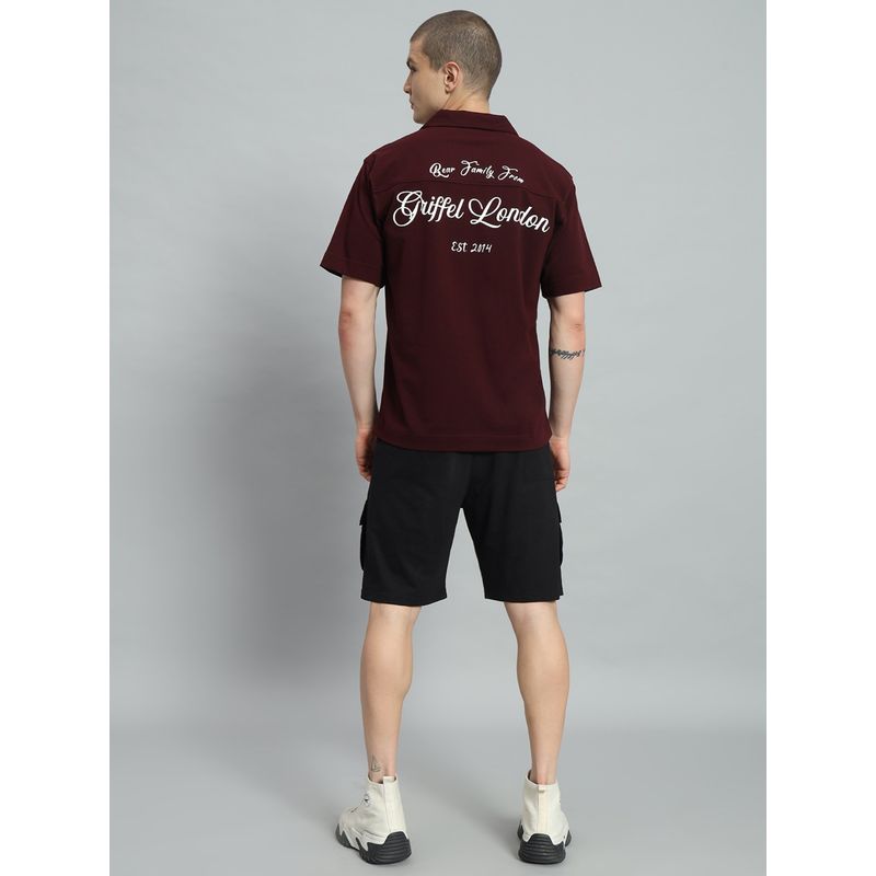 Griffel Men Maroon Printed Co-Ord Set (M)