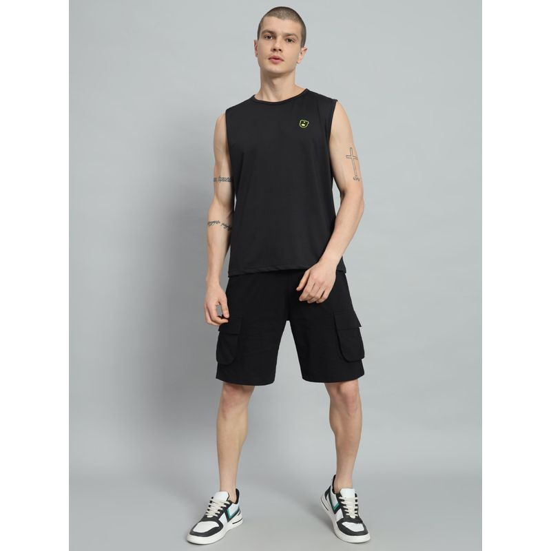 Griffel Men Black Sleeveless Co-Ord Set (S)