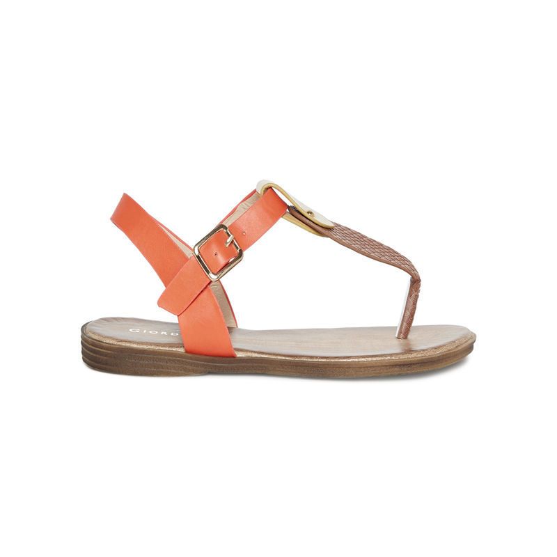 womens flat orange sandals