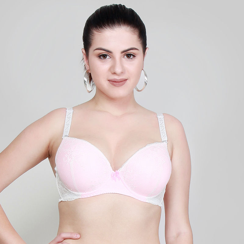 Makclan Playful Plunge Lace Underwired Dual Tone Bra - Pink (40D)