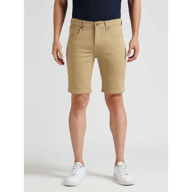 Pepe Jeans Chinox Khaki Mid Rise Regular Fit Gymdigo Shorts (36)