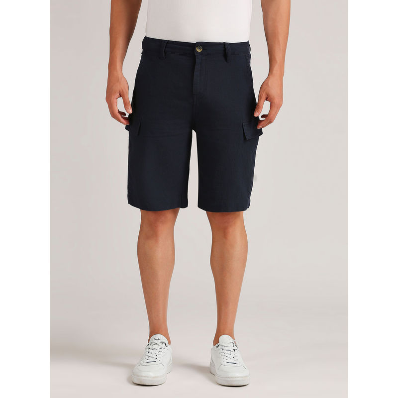 Pepe Jeans Zerot Cotton Linen Cargo Shorts Navy Blue (28)