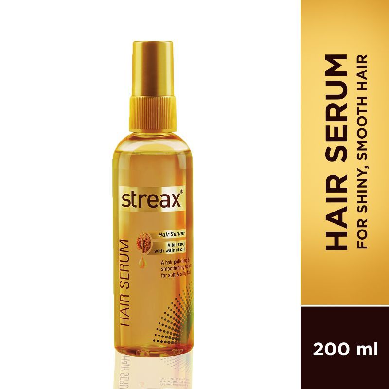 Streax Hair Serum Vitalized with Walnut Oil, For Hair Smoothening & Shine, For Dry & Frizzy Hair