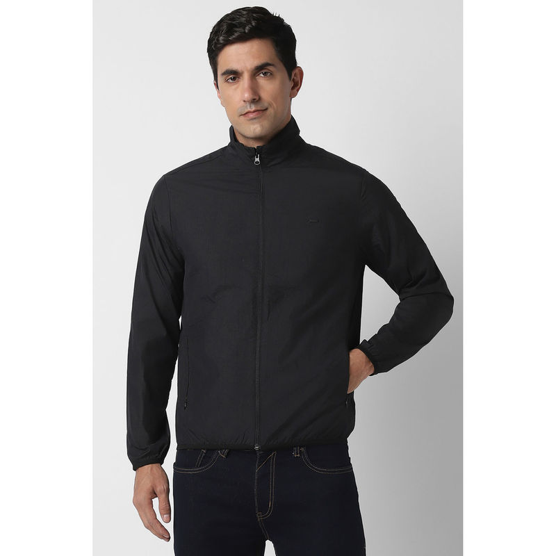 Peter England Men Black Solid Casual Jacket (M)