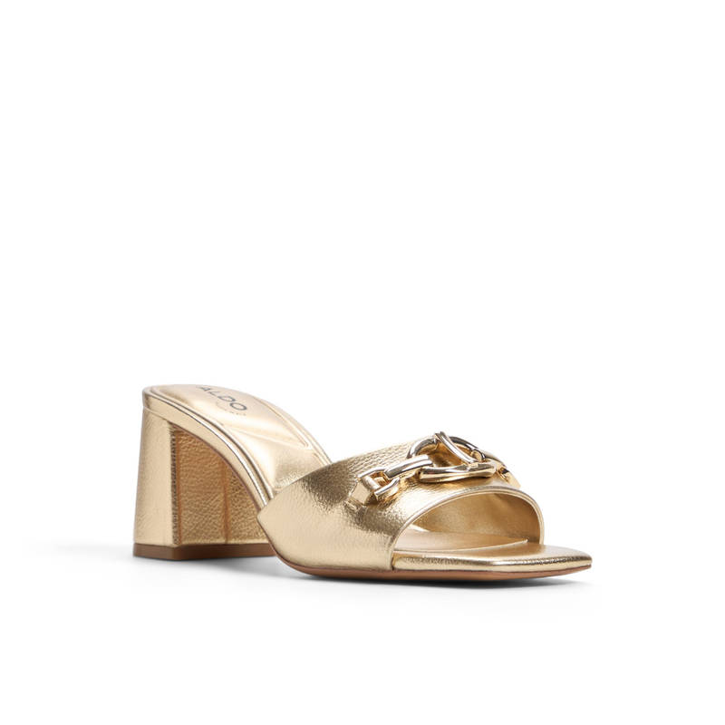 Aldo SUNGLOW-IN710 Women Gold Block Sandal Heels (UK 2)