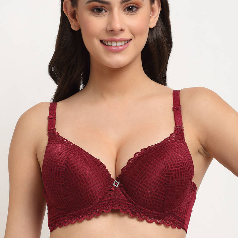 Makclan Luscious Lace Brassiere - Red (34C)