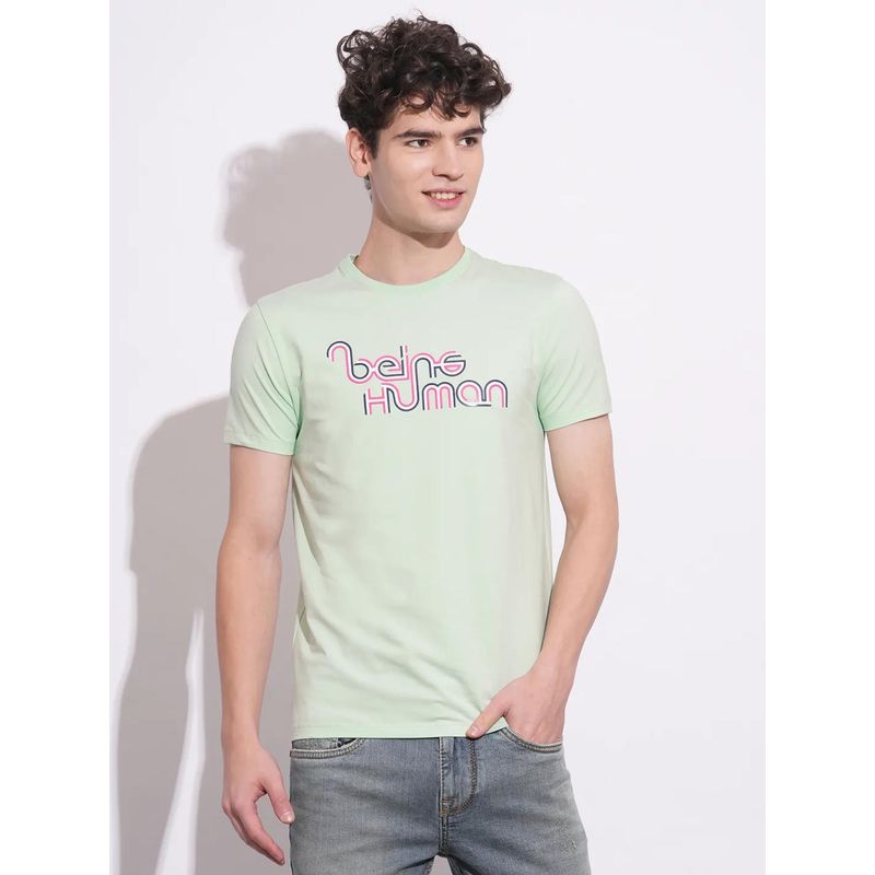 Mint Slim Fit Round Neck Men's T-Shirt by Being Human Clothing (M)