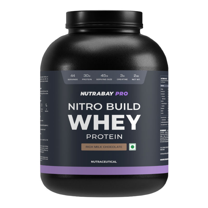Nutrabay Pro Nitro Build Whey Protein Powder - Rich Milk Chocolate