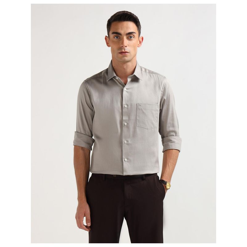 Arrow Mens Pure Cotton Dobby Grey Formal Shirt (39)