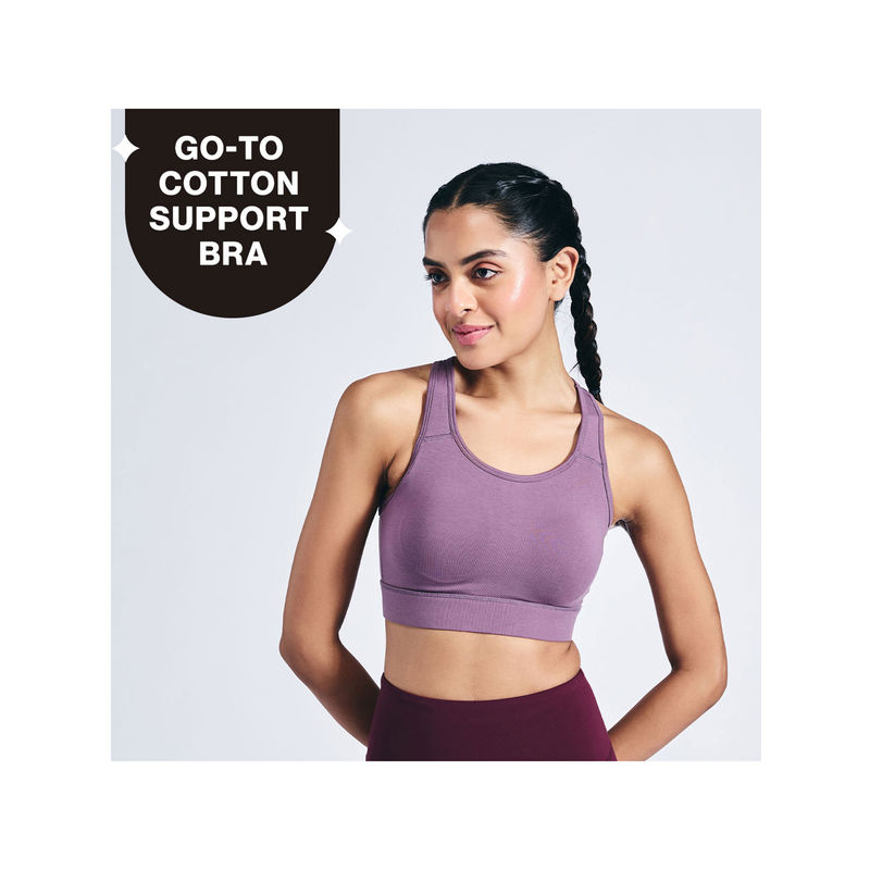 Nykd By Nykaa Cotton Stretch Slip On Sports Bra with Removable Cups NYK059 Mauve (XL)