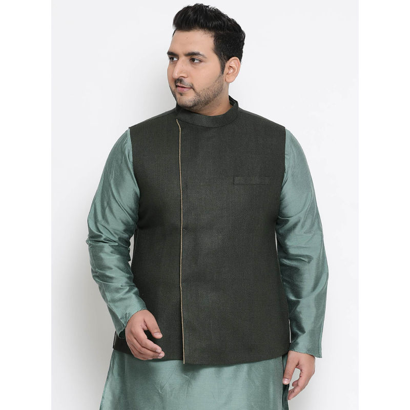 KISAH PLUS Black Solid Nehru Jacket (52)