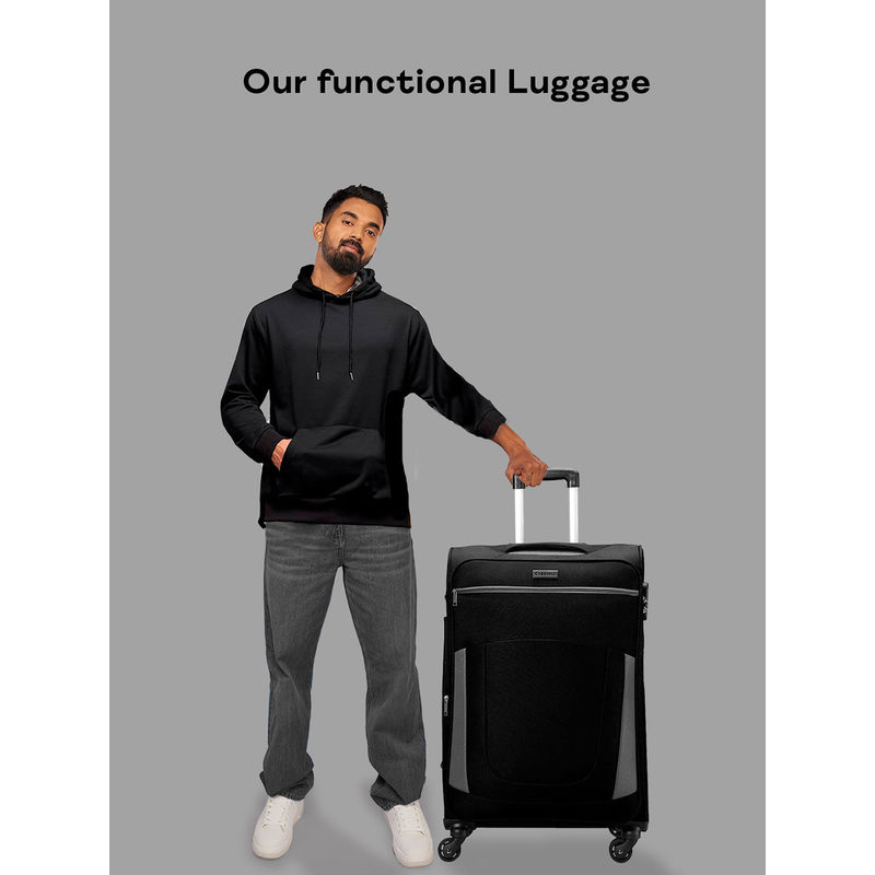 CARRIALL Sleek Black Check-In Luggage Bag (M)