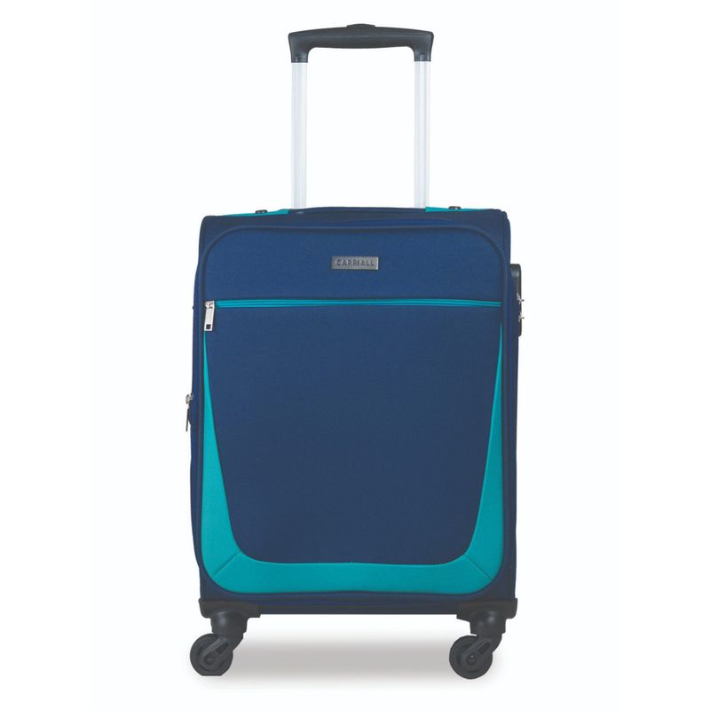 CARRIALL Sharp Navy Blue and Green Cabin Luggage Bag (S)