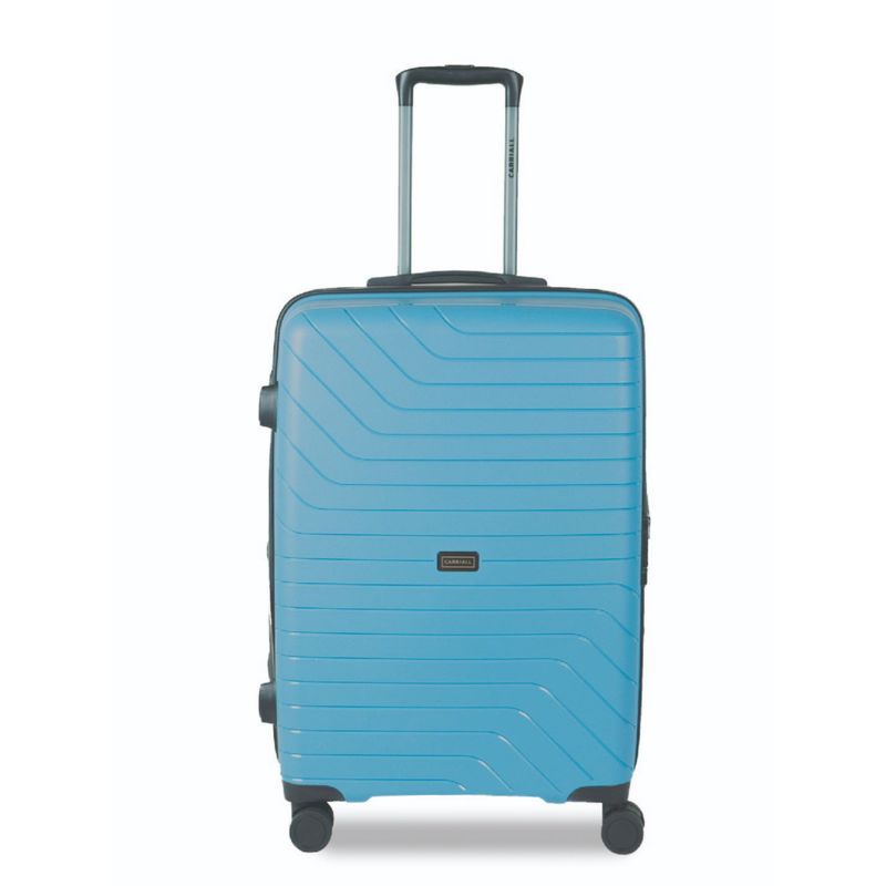 CARRIALL Groove Polypropylene (65 Cm) Blue Check-in Trolley Bag with 8 Wheels (M)