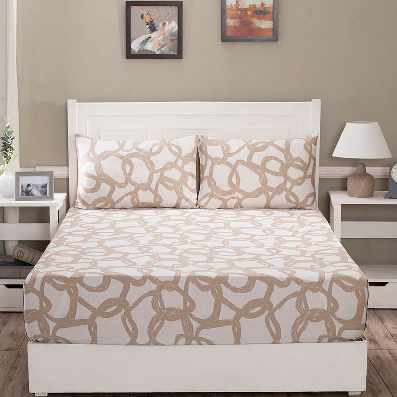 Maspar Hues Art Nouveau Harriett 210 TC Cotton Print Pink Bed Sheet With 1 Pillow Cover (SINGLE)