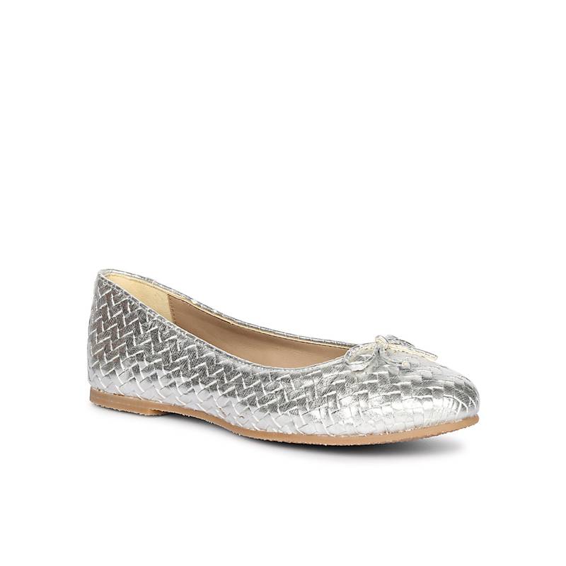 Saint G x Viviblu Silver Woven Leather Ballerina for Women (UK 3)