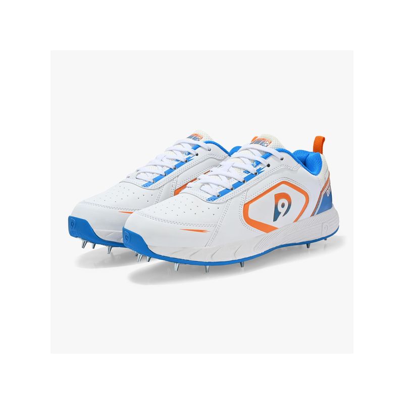 DNINE Men White DNINE Thunder Batting Spikes Cricket Shoes (UK 9)