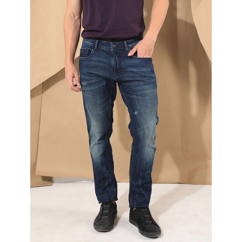 Rare Rabbit Deigo Dark Blue Smart Mid Wash Denim Jeans (30)