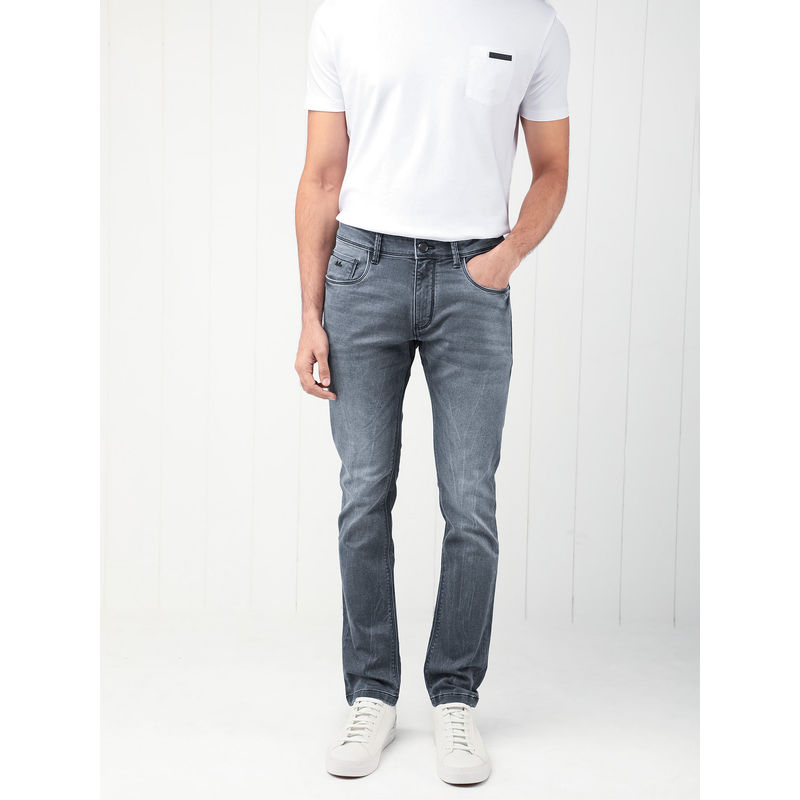 Rare Rabbit Ter Primary Grey Smart Mid Wash Denim Jeans (30)