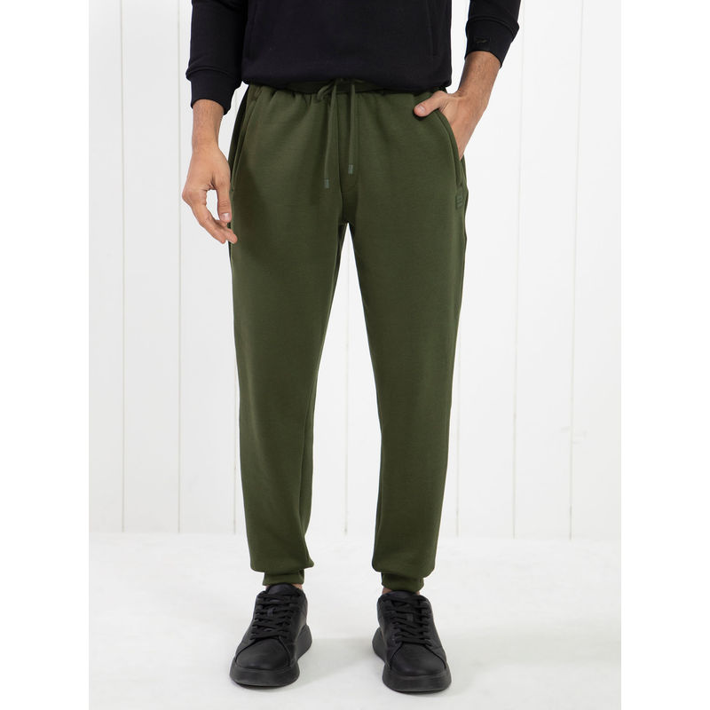 Rare Rabbit Tyrone Primary Olive Heavyweight Solid Joggers (34)