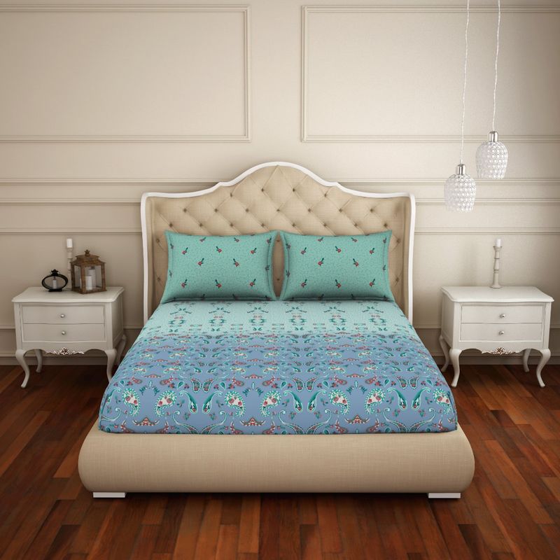 Buy Welspun 100 Cotton Fitted Bedsheet Anti Bacterial Soft Feel Skin