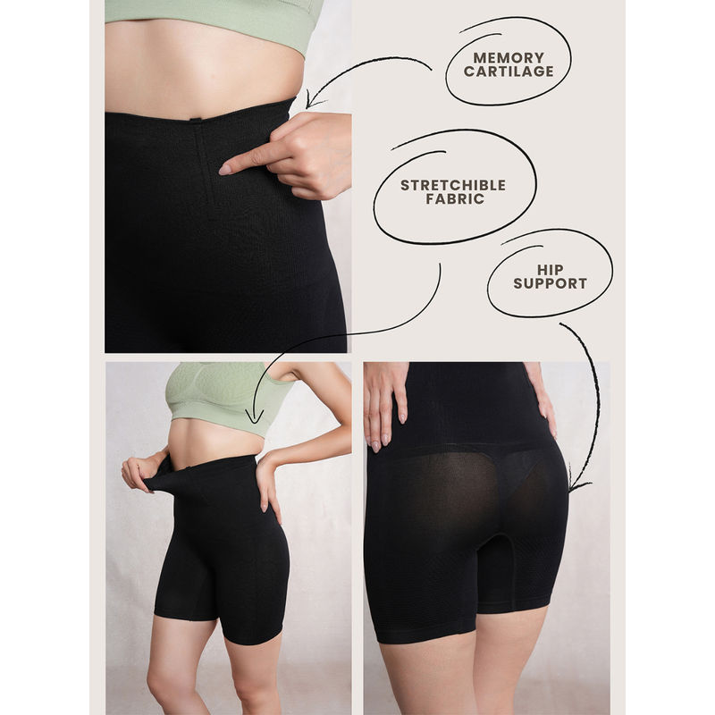 CrossKulture Black High Waist Seamless Tummy Control Shapewear Shorts (M-L)