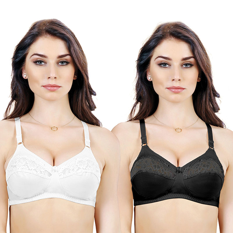 Groversons Paris Beauty women's cotton full coverage non-padded non-wired bra-PO2 (36D)