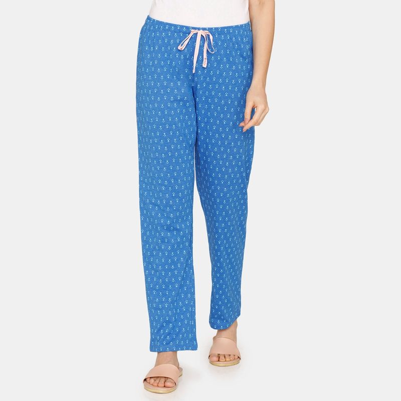 Zivame Rosaline Rural Charm Knit Cotton Pyjama - Princess Blue (S)