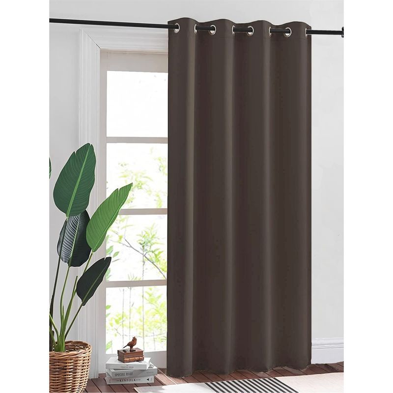 Urban Space Solid Blackout Long Door Curtains with Eyelets & Tieback Dark Brown (Pack of 2) 8x4 feet