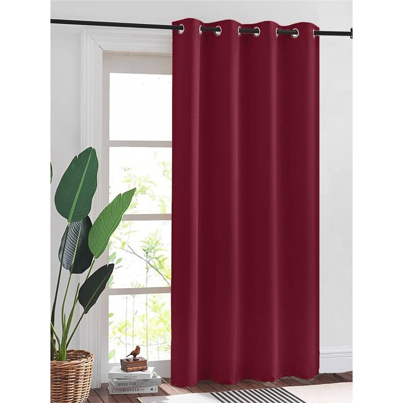 Urban Space Solid Blackout Long Door Curtains with Eyelets & Tieback Burgandy (Pack of 2) 8x4 feet
