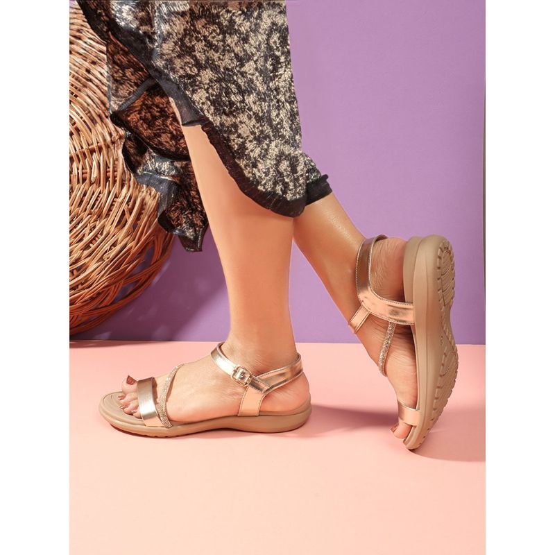 ELLE Gold Women Slip-On Comfort Sandals (EURO 36)