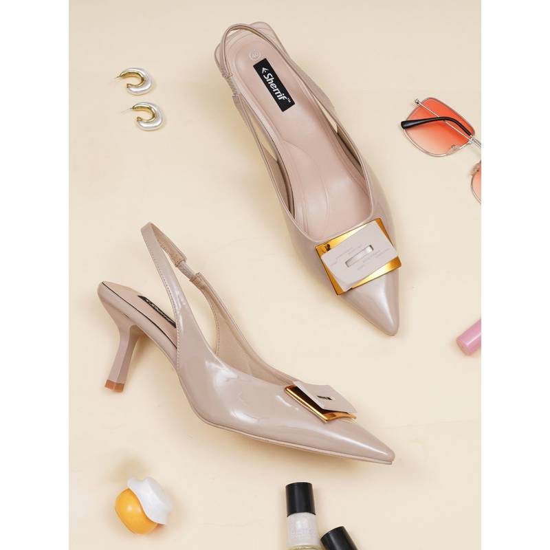 Sherrif Shoes Women Beige Solid Casual Mule Heels (EURO 33)