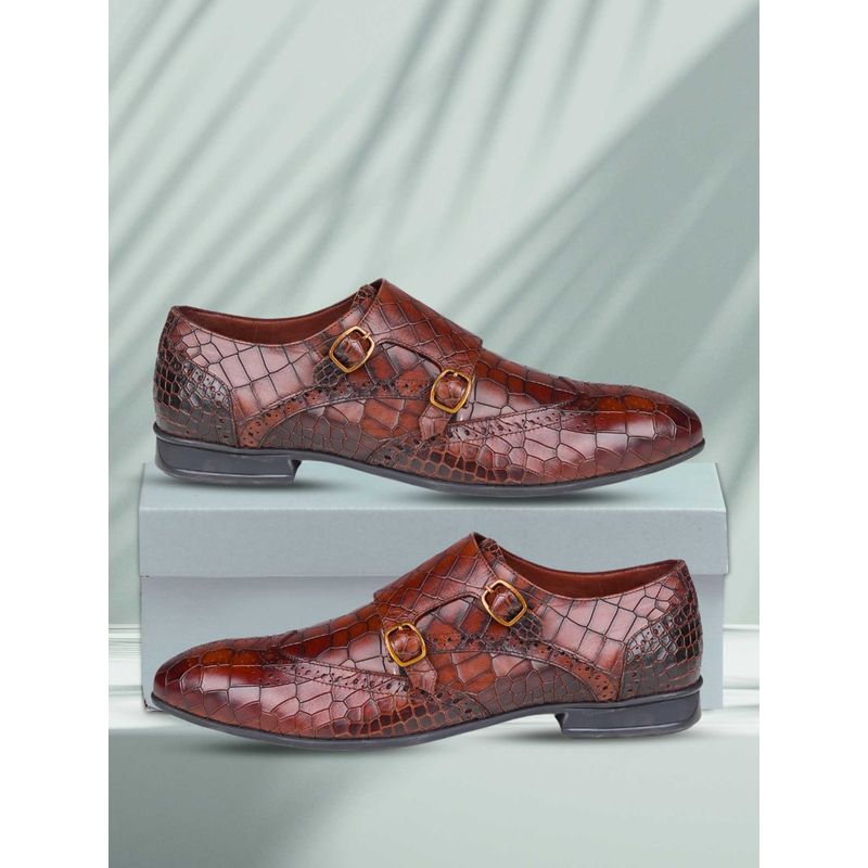 EZOK Leather Tan Monk Straps for Men (UK 7)