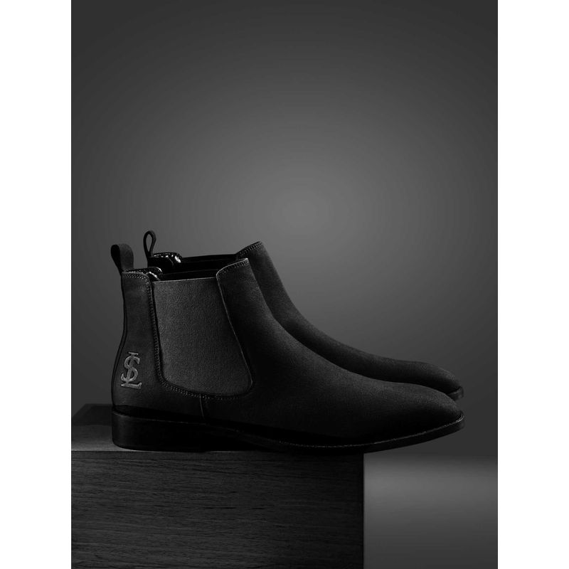 Louis Stitch Men Jet Black Suede Chelsea Boots (UK 9)