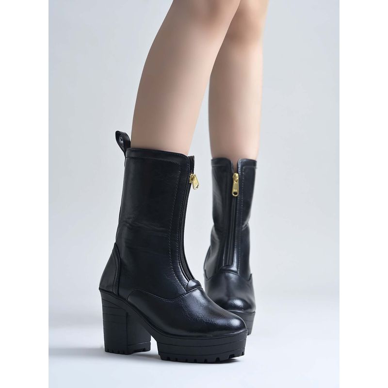 Shoetopia Women Black Casual Boots (EURO 36)