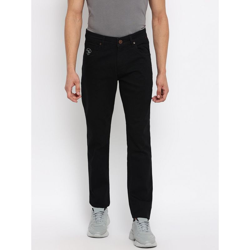 Cantabil Solid Black Regular Fit Denim Jeans (36)