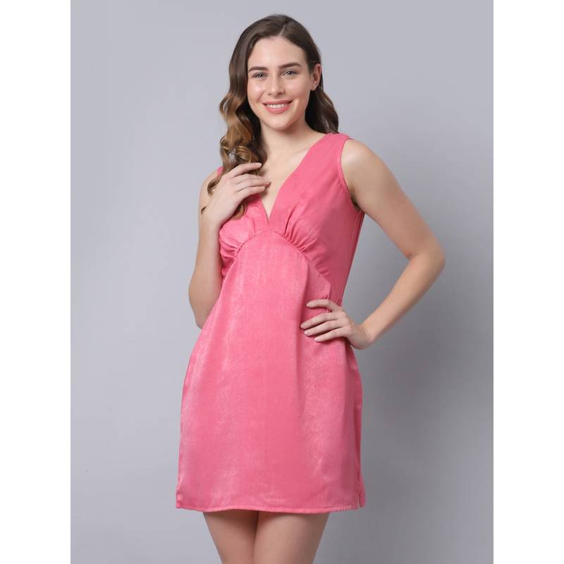 AOBA Womens Pink V-Neck Sleeveless Nightdress (XL)